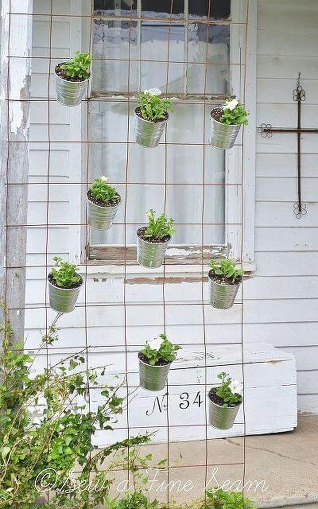 Stacked Metal Pots Vertical Garden