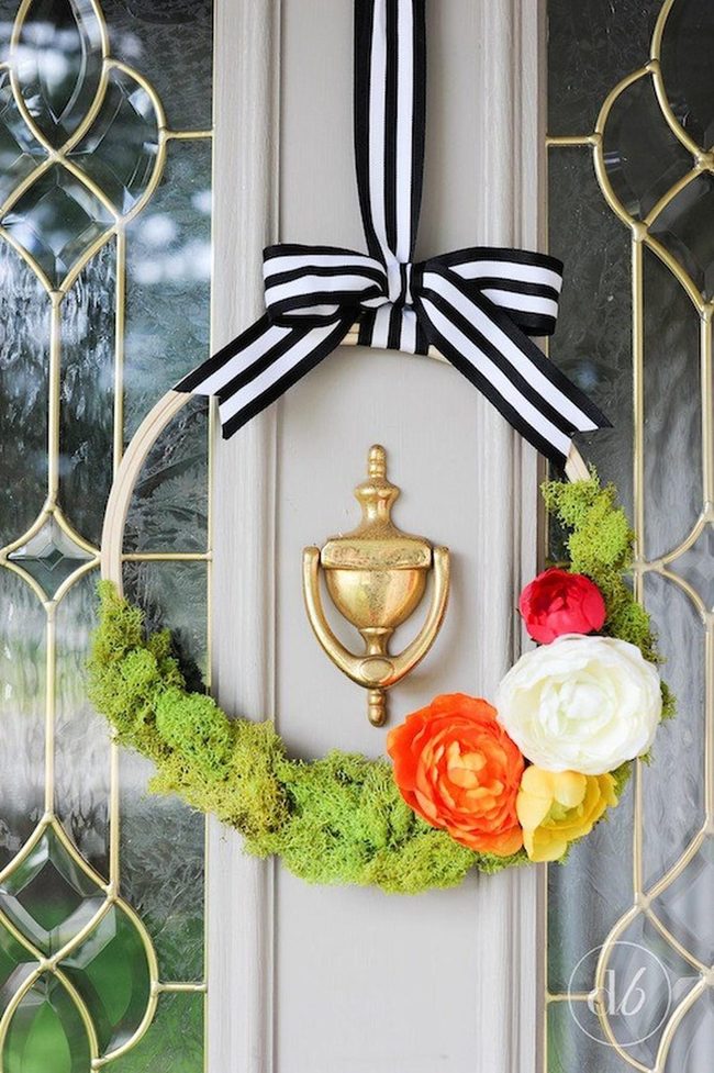Colorful Flowers Light Gray Door
