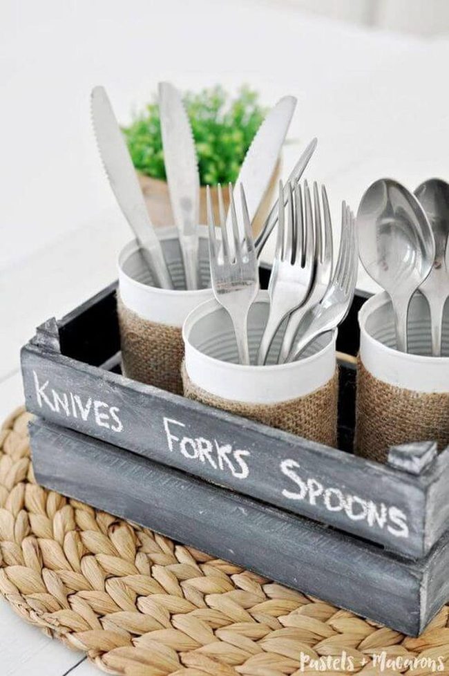 Earthy Tin Utensil Organizers