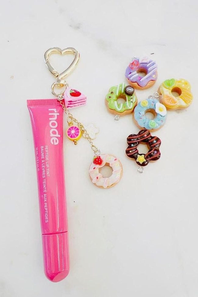 Colorful Polymer Clay Donut Keychains