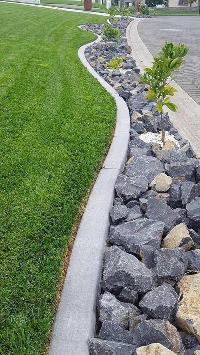 Gray Stone Border With Green Accents