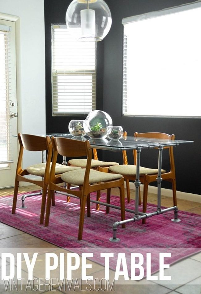 Industrial Metal Pipes Pink Rug