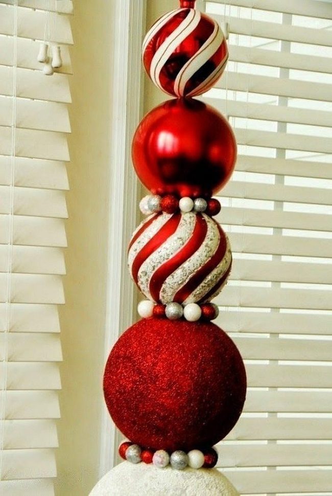 Ornament Topiary Silver Gold Red