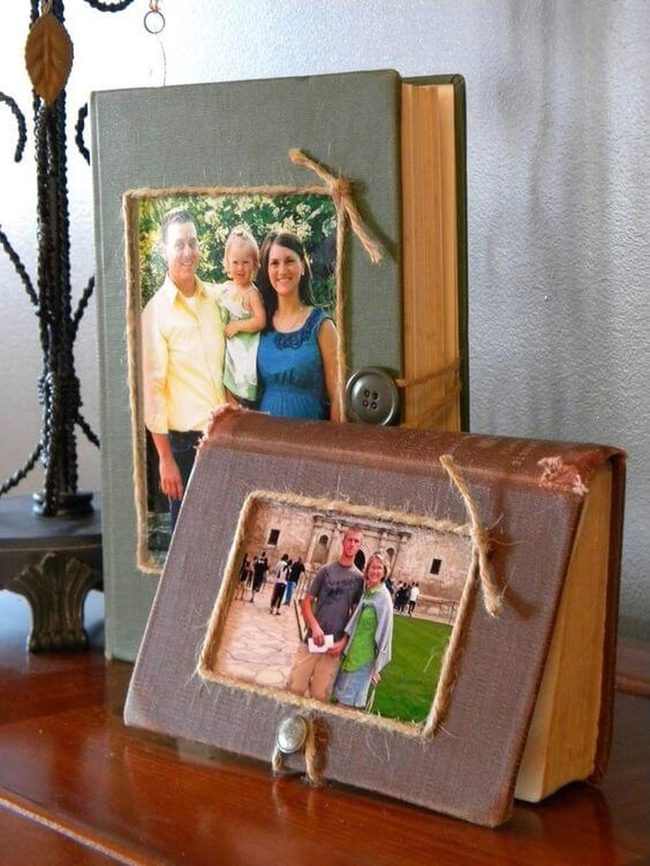 Fabric-Covered Photo Books With Twine