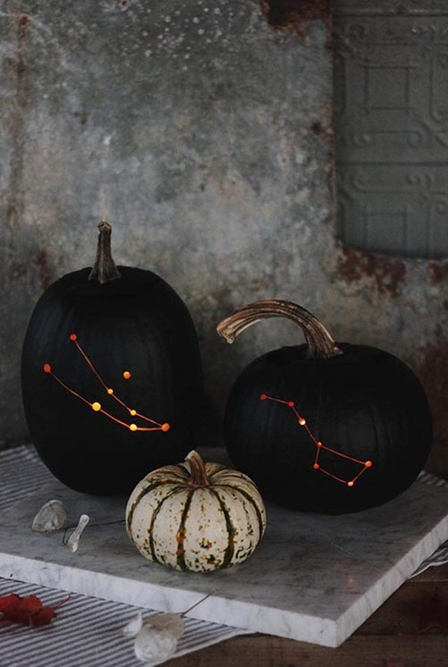 Black Pumpkins With Constellation Stars
