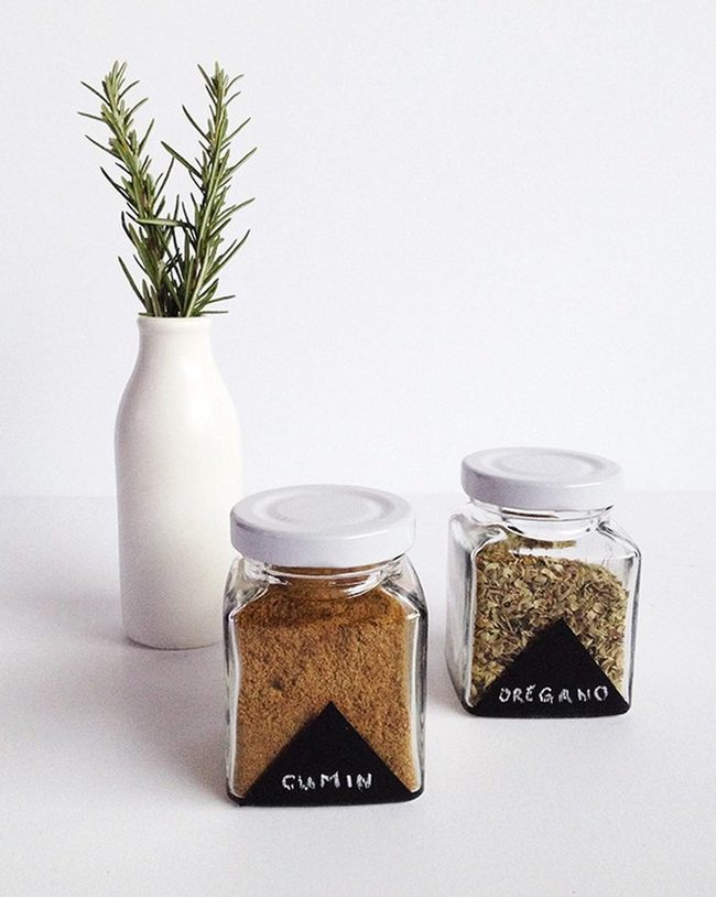 Clear Glass Herb Jars White Lids