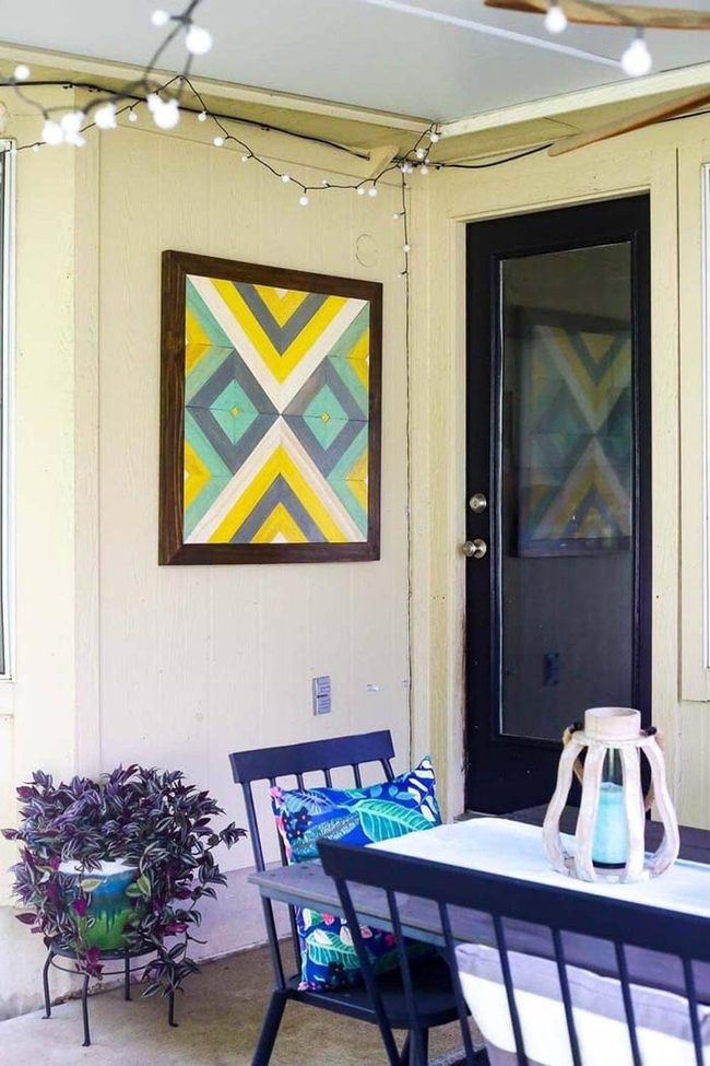 Geometric Wood Boards Burst Color