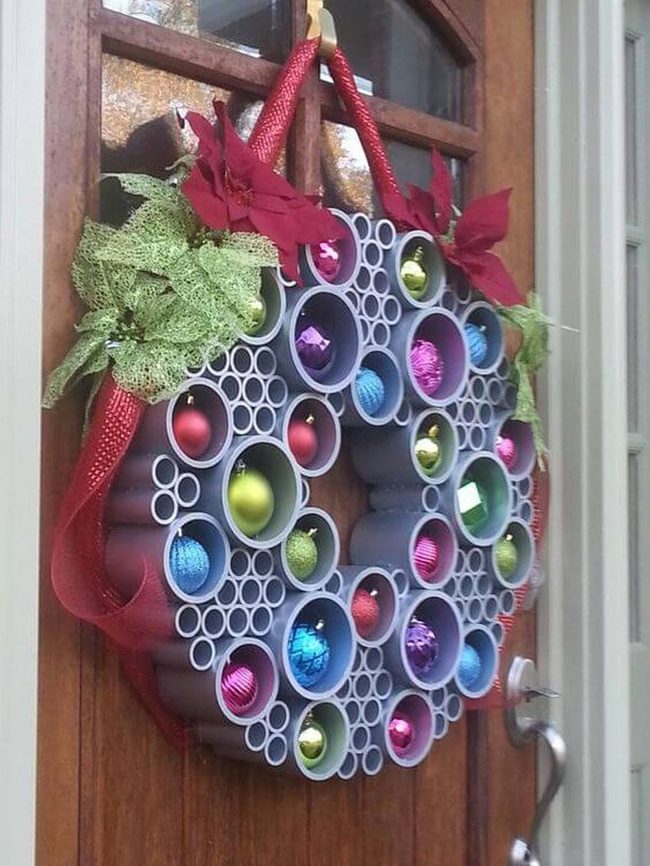 Teal Pink Gold Ornament Wreath