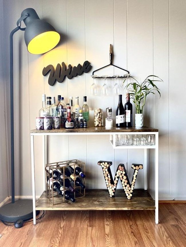 Wooden Bar Cart With Cork Memories