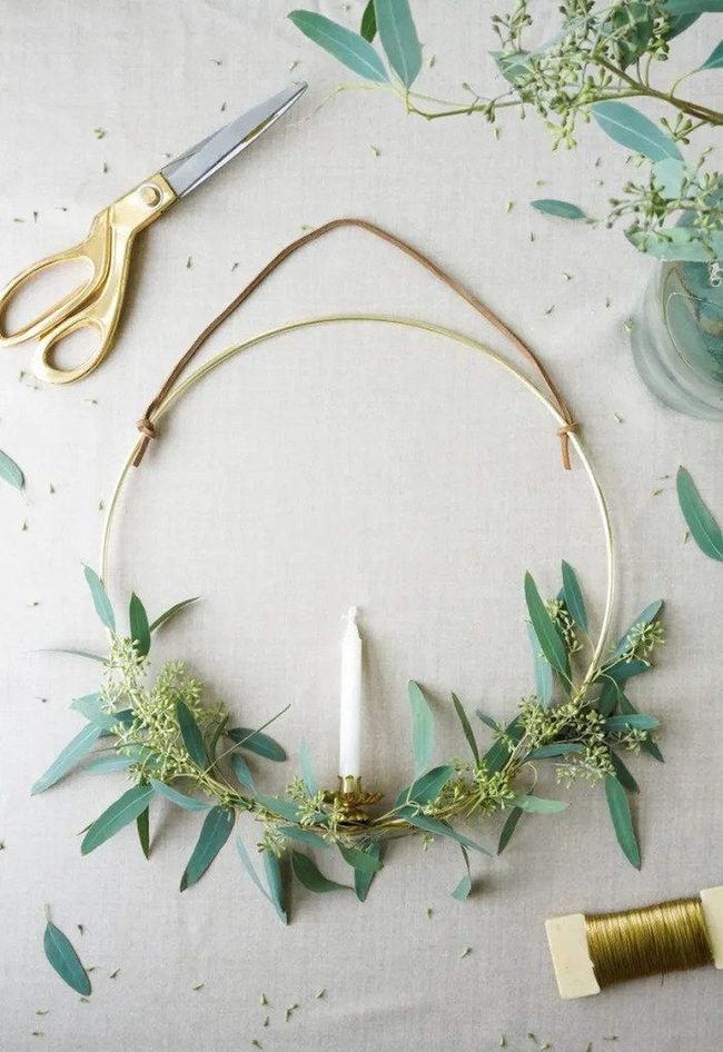 Brass Hoops Eucalyptus Candle Frame