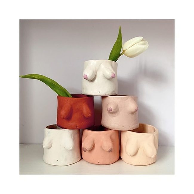 Ceramic Breast Planters Pink