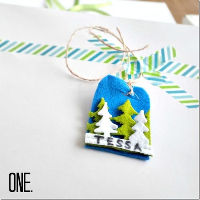 Green Trees On Bright Blue Felt
