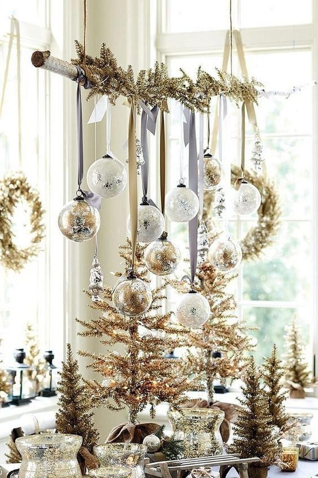 Metallic Trees On Wooden Tables