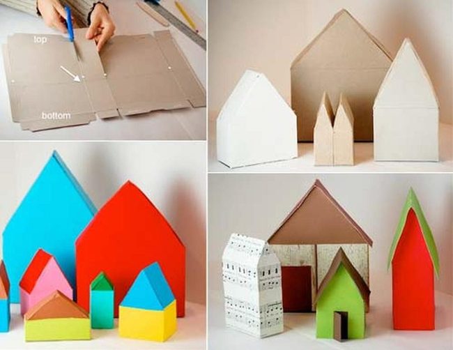 Painted Wood Houses Rainbow Collection