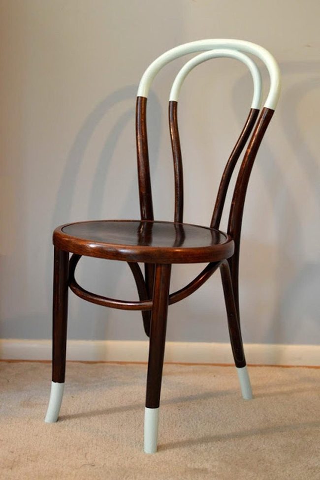 Dark Wood Chair White Accents