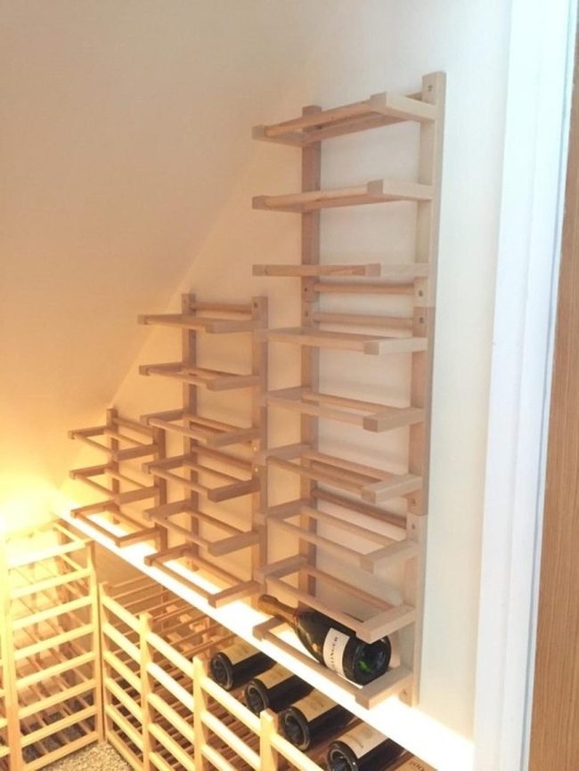 Natural Wood Bottle Display Wall