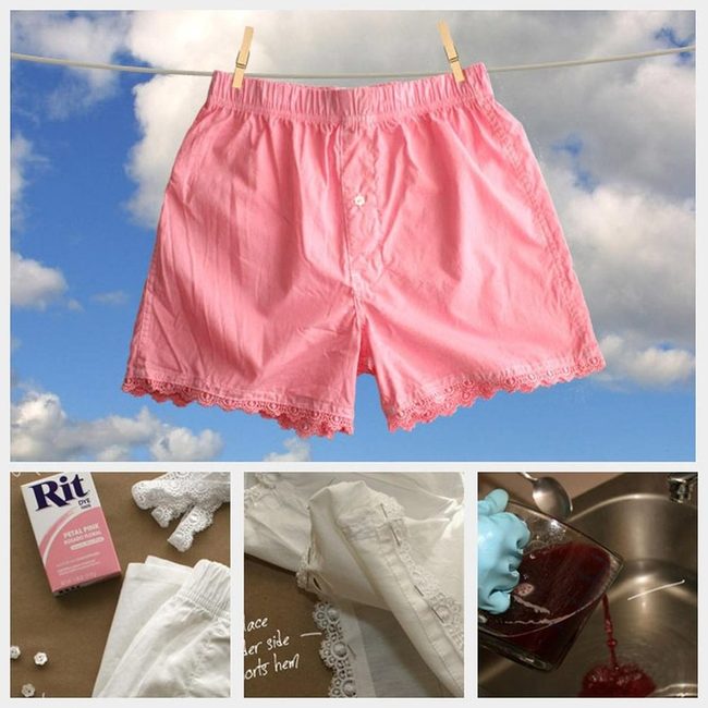 Deep Red Dye Diy Shorts