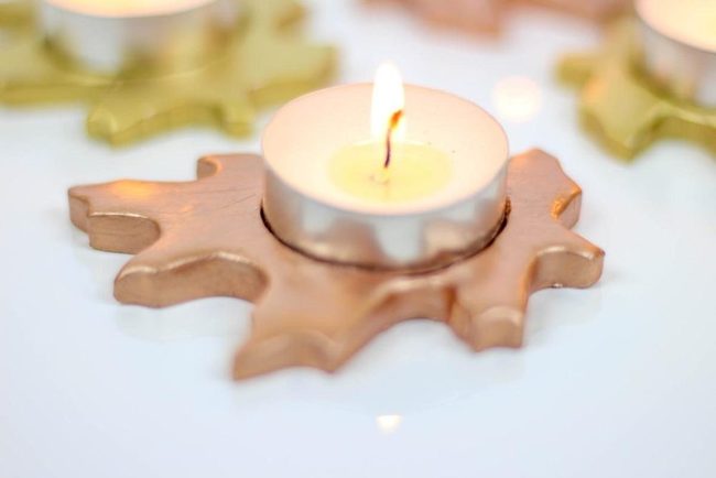 Metallic Gold Leaf Candleholders
