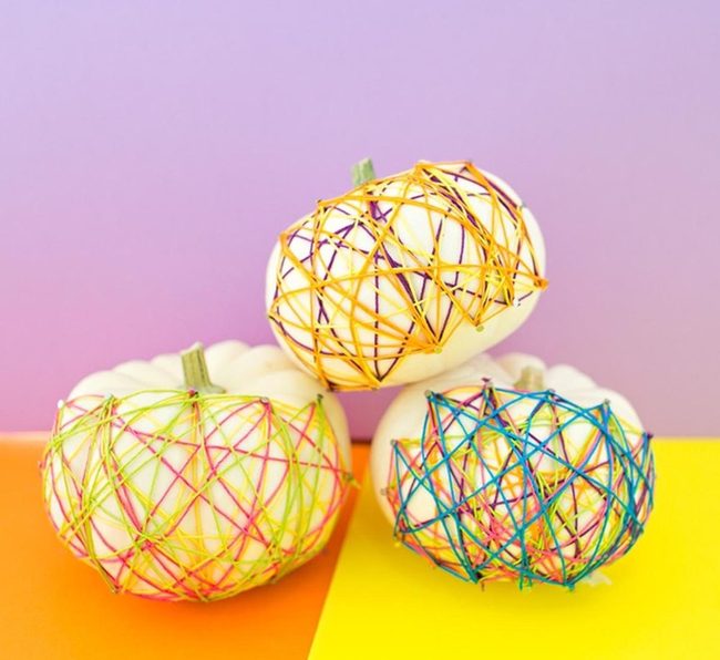 Multicolor Yarn Wrapped Pumpkins