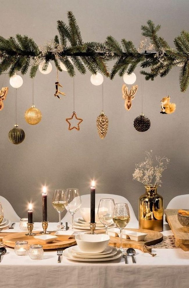 Pine Branches Gold Candlelight Dining