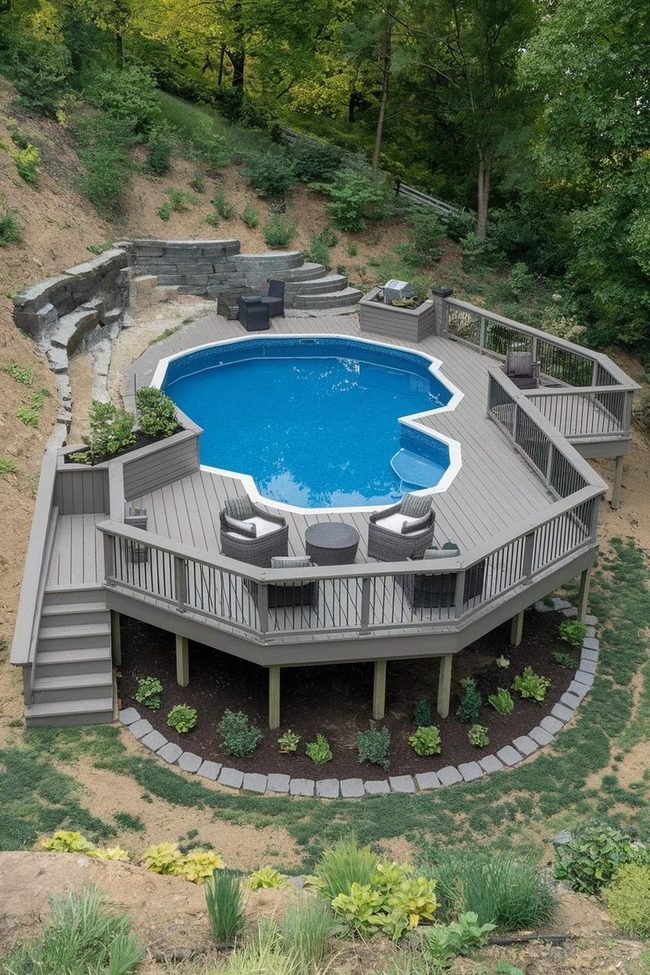 Green Synthetic Poolside Surface
