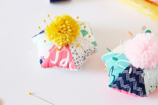 Yellow And Pink Pom-Pom Pins