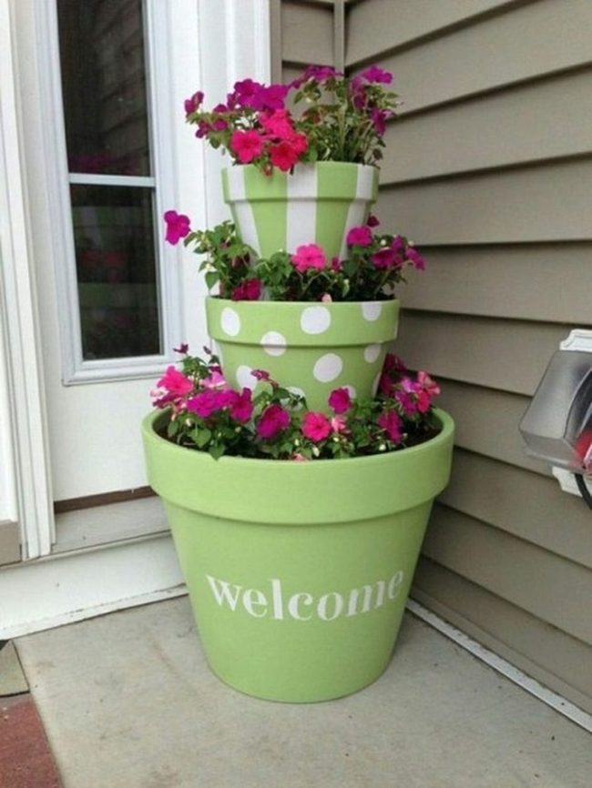 Stacked Blooms In Tiered Planter