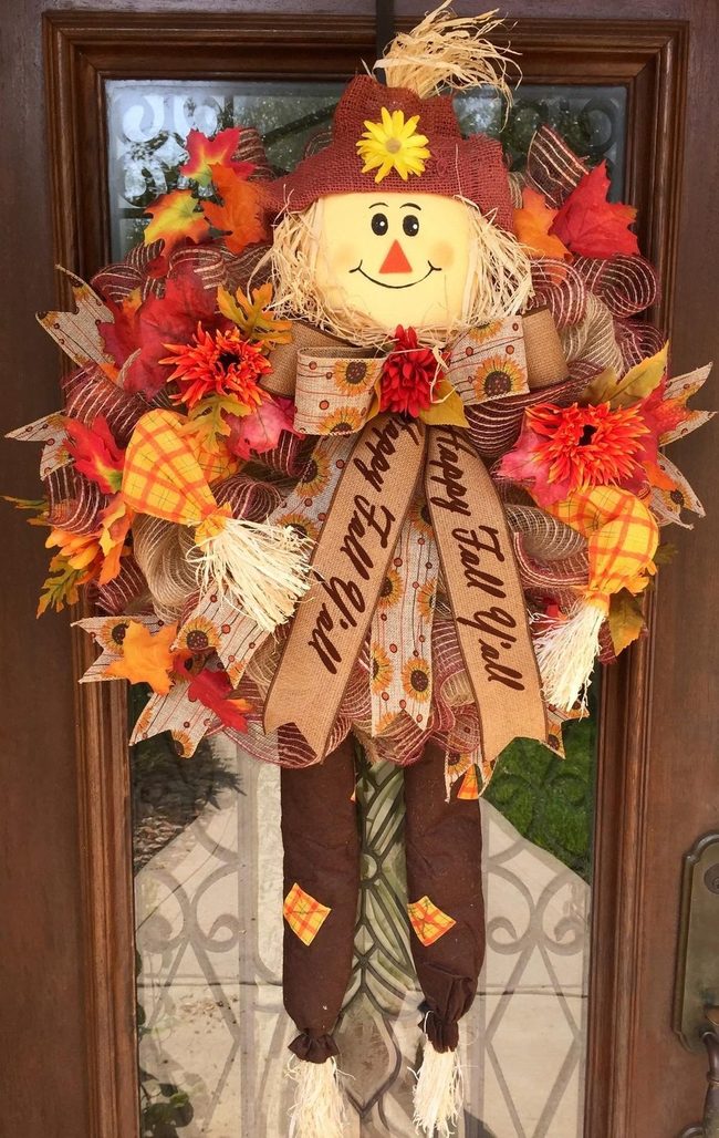 Scarecrow Wreaths With Red Hats