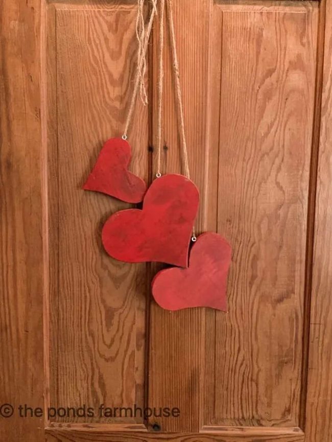 Multicolored Hanging Hearts Outdoors