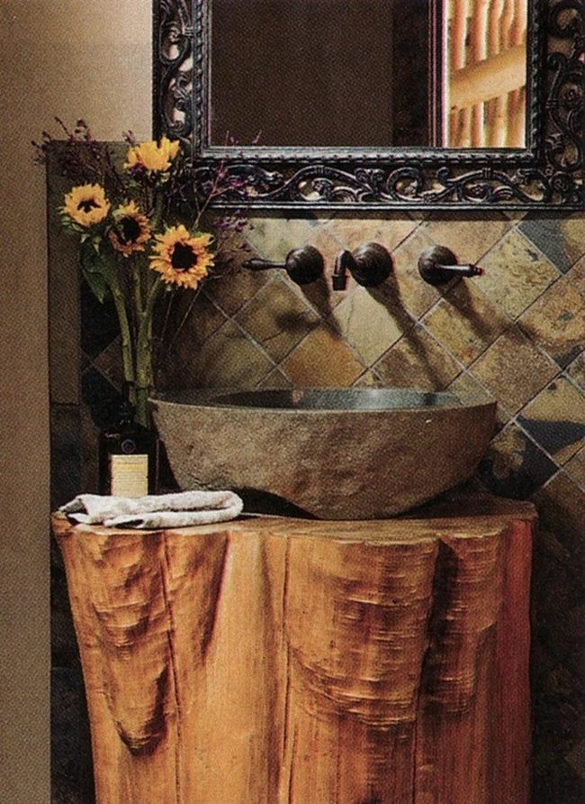 Tree Trunk Sinks Stone Basin Bathroom