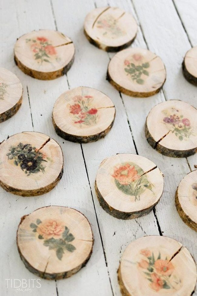 Floral Wood Slices, Nature'S Canvas