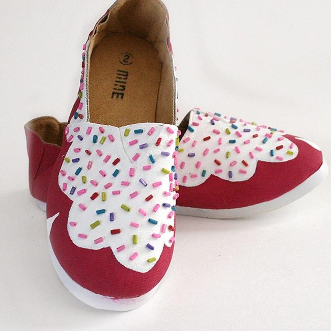 Red Frosting Sneakers With Sprinkles
