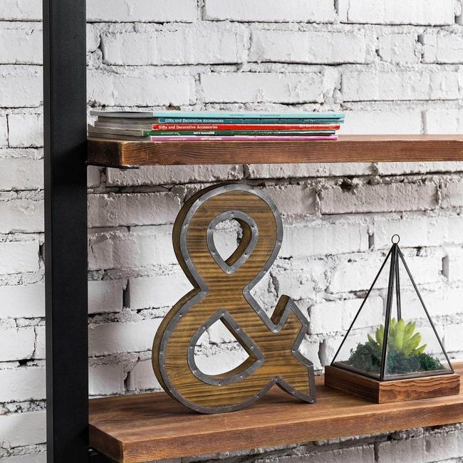 Galvanized Metal Ampersand With Wood