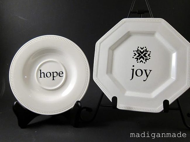 White Ceramic Plates Black Words