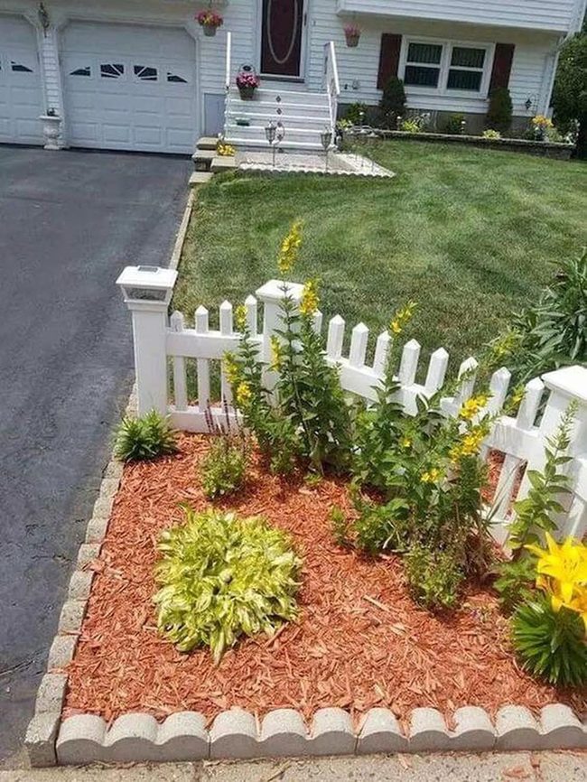 Perennial Beds Behind White Pickets