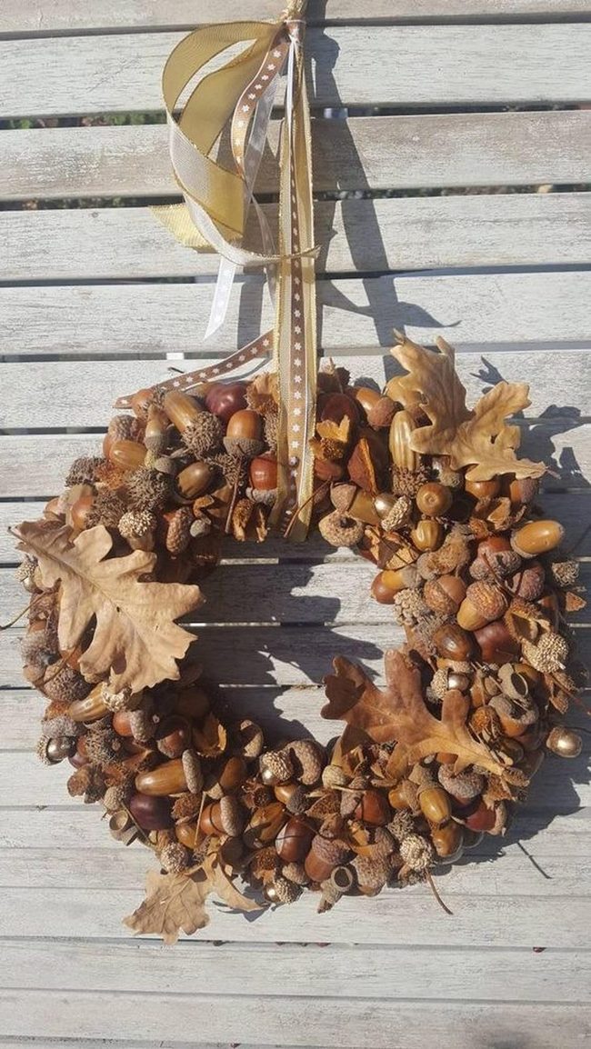 Gold Acorn Wreath Autumn Texture