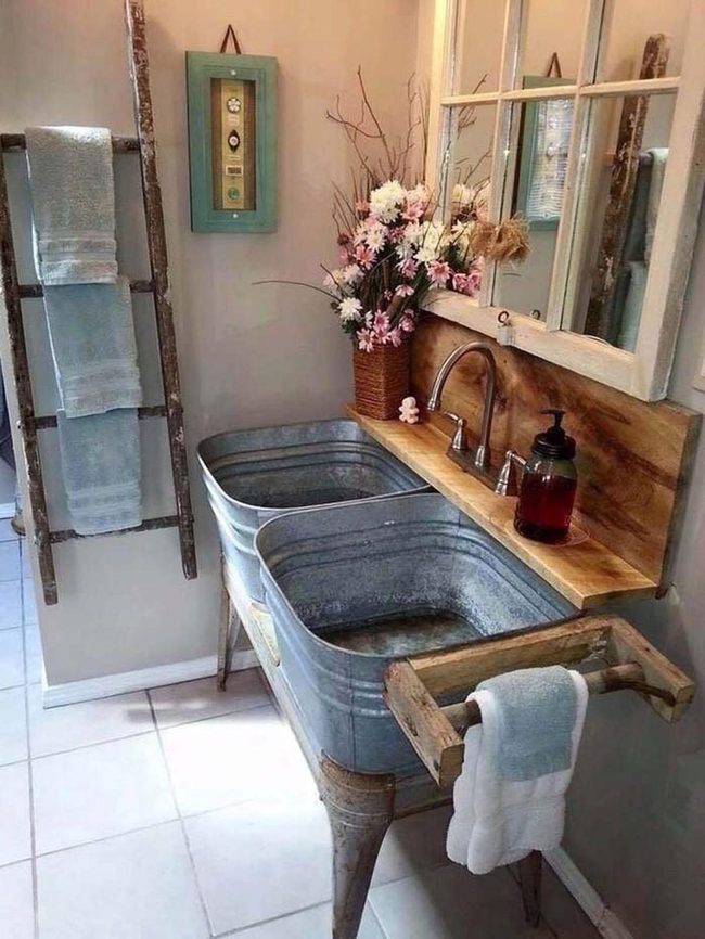 Galvanized Tubs Meet Reclaimed Wood