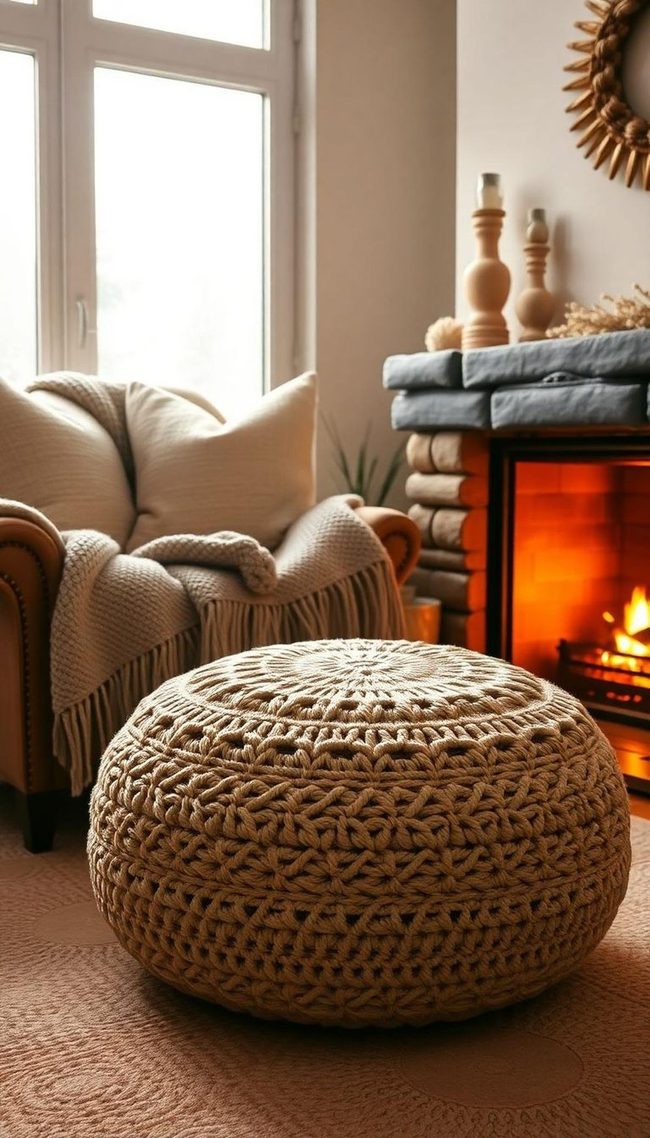 Chunky Yarn Crochet Pouf
