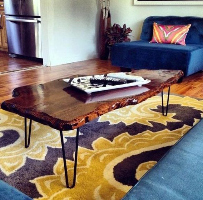 Raw Wood Coffee Tables, Modern Steel