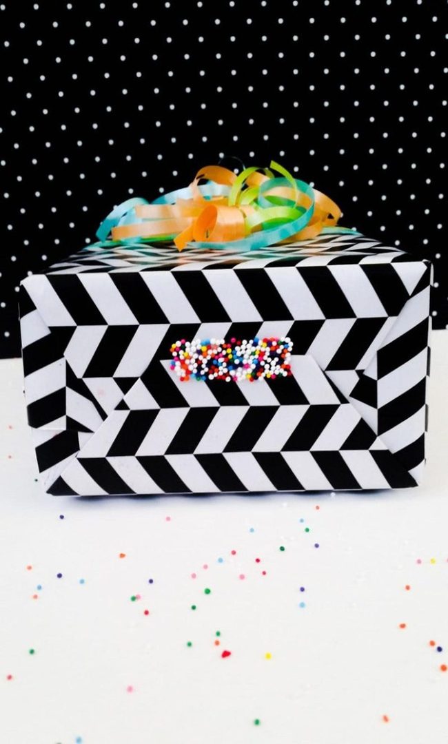 Black Striped Gift Boxes With Colorful Accents