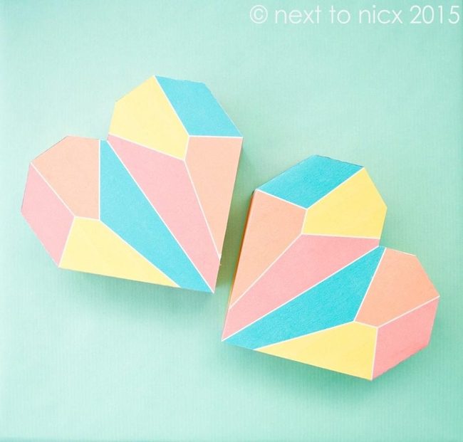 Pastel Paper Hearts Geometric Design
