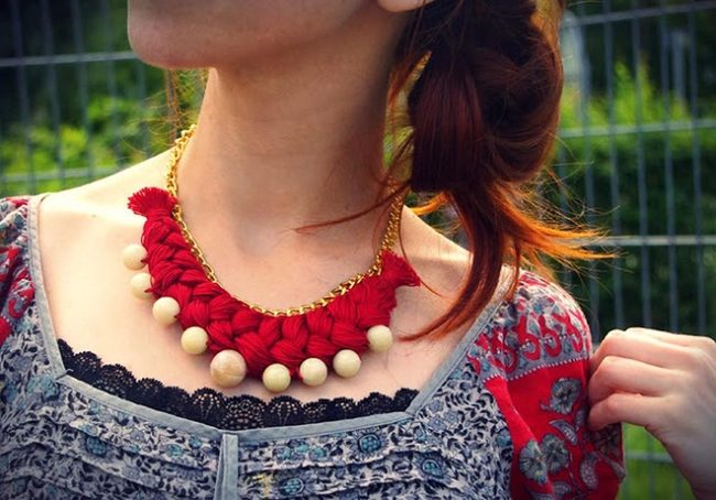 Red Beads And Wooden Artistry