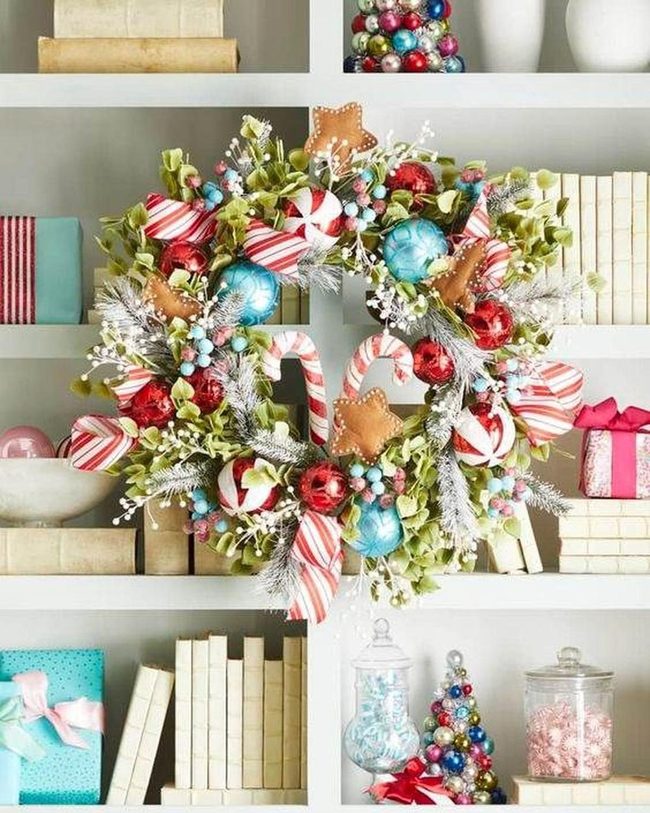 Red White Blue Candy Stripe Wreath