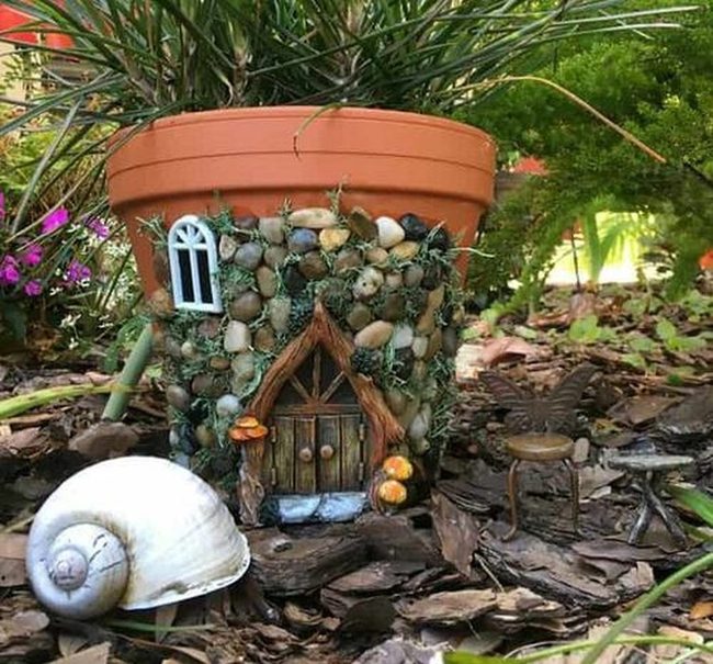Terracotta Pots Become Fairy Houses