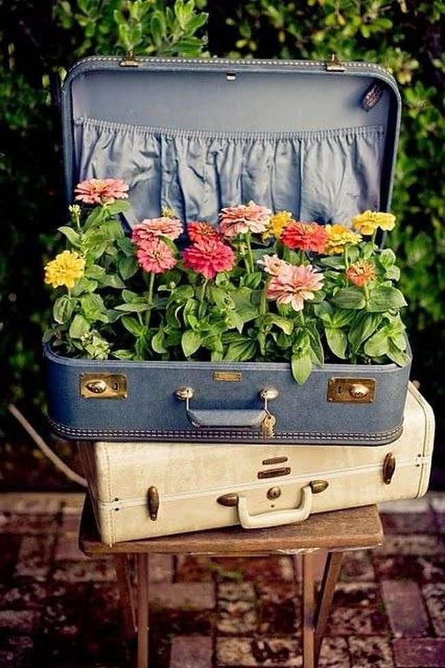 Vintage Luggage Blooms Tower