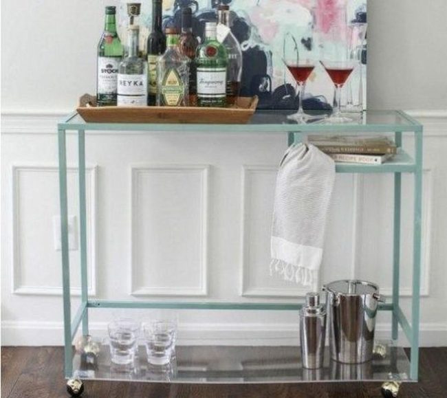 Red Cocktails On Glass Shelves