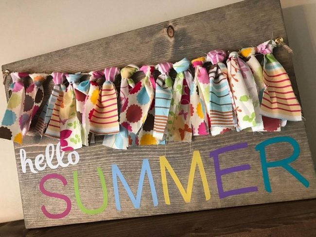Rainbow Summer Greeting Wood Sign