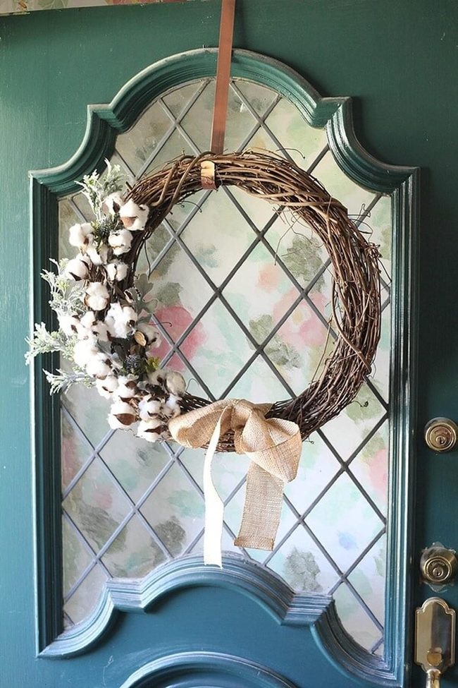 White Cotton Blossom Grapevine Wreath