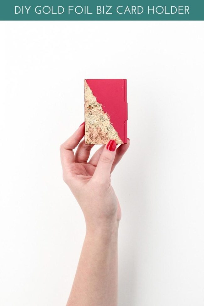 Gold Foil Red Business Card Holder