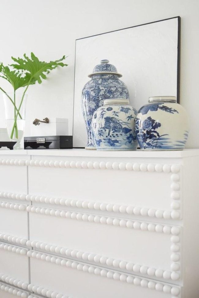White Dresser With Beaded Details